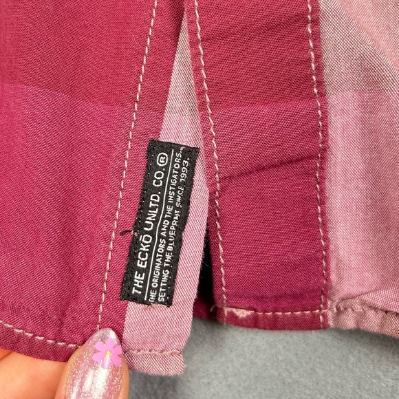 Ecko Unlimited Y2K Striped Shirt Men's Pink Button Down Skater Streetwear Large - Picture 11 of 11
